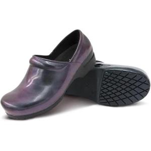 imageAnywear SR Angel Nursing Clogs for Women and Men  Lightweight WaterResistant NonSlip Work Shoes with Exceptional EVA Cushioning Ventilated InsolesIridescent Purple  Black