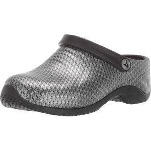 imageAnywear Zone Nursing Clogs for Women and Men  Lightweight Slingback NonSlip Work Shoes with Exceptional EVA Cushioning Ventilated InsolesBlack Silver Pattern Wide