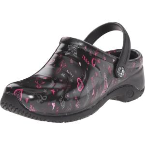 imageAnywear Zone Clogs  EVACushioned Non Slip Work Shoes  Breathable Nursing Shoes  Swivel Back Strap Clogs for Men ampamp WomenLove Hope CurePink Ribbon Print