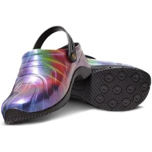 imageAnywear Zone Clogs  EVACushioned Non Slip Work Shoes  Breathable Nursing Shoes  Swivel Back Strap Clogs for Men ampamp WomenLuxe Tiedye
