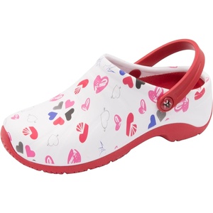 image:imageAnywear Zone Clogs  Water Resistant EVA Non Slip Work Shoes Women  Slip Resistant Work Shoes for Women  Nursing Clogs with Back Strap  Arch Support with Swivel Strap  Lightweight amp Easy to CleanMulti Heart With Red Sole